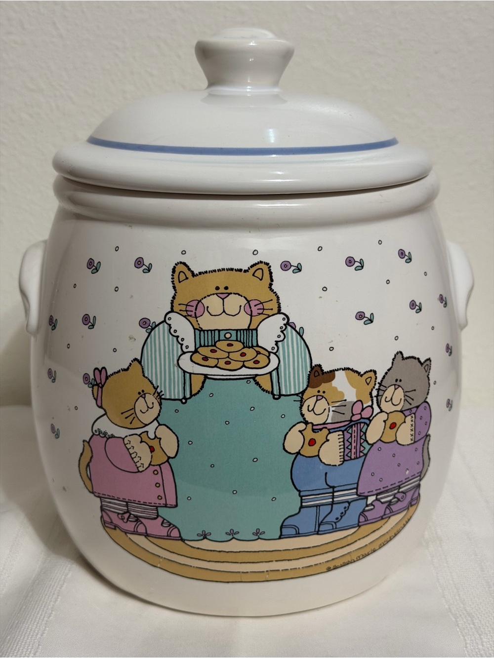 VTG 80s 90s Cat Kittens Cookie Treat Jar Enesco 9", Grandmacore Cottagecore